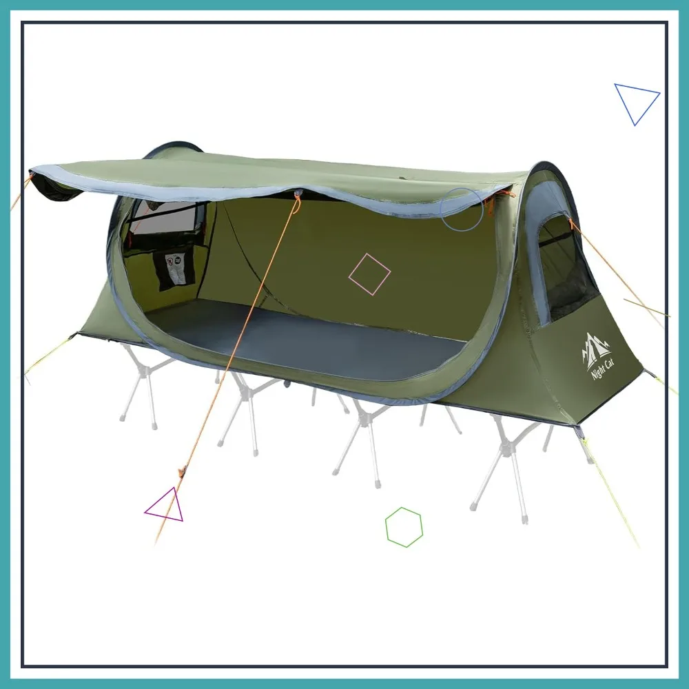 

Pop-up Camping Tent: 1 Person Waterproof Instant Setup Tunnel Tent for Camping Cot (Excluded)