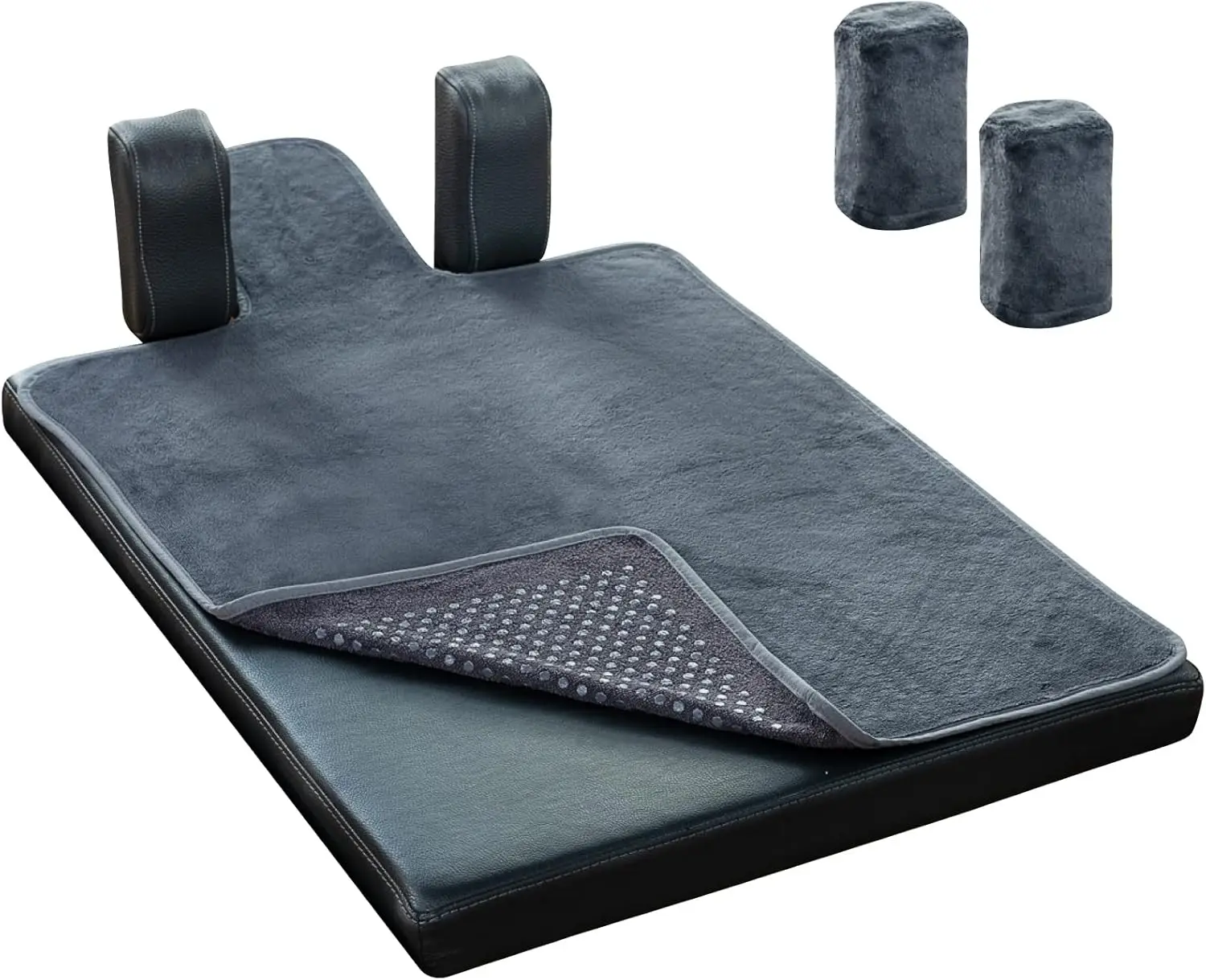 

Pilates Reformer Non-Slip Mat Towel with 2 Shoulder Block Covers, Dark Grey