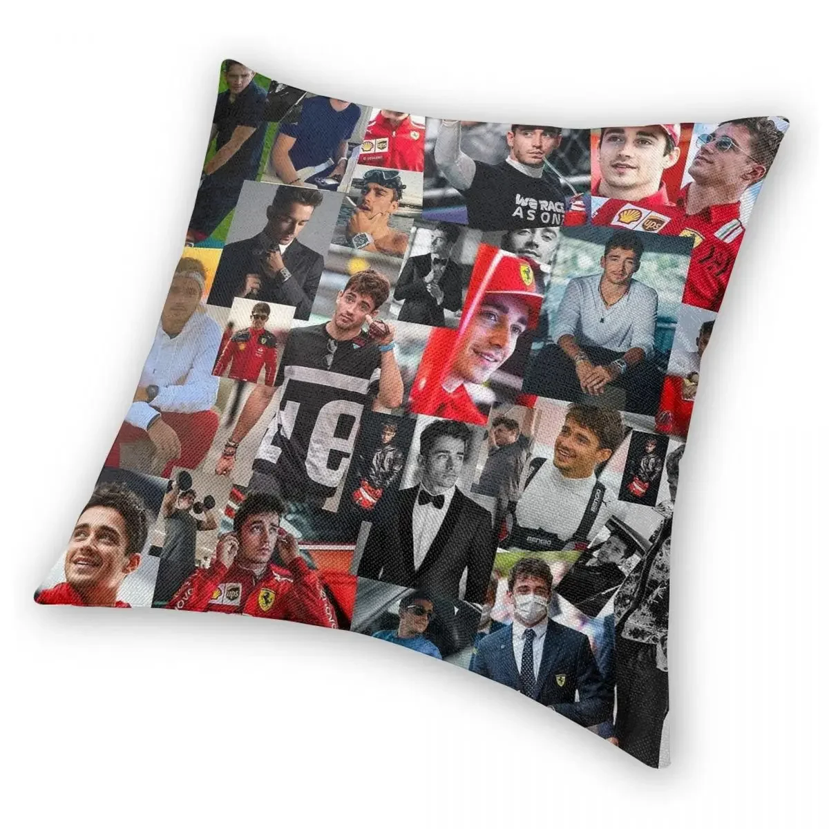 Charles Leclerc Monacan Racing Driver Collage Pillowcase Printing Cushion Cover Decoration Throw Pillow Case Cover Home 45X45cm