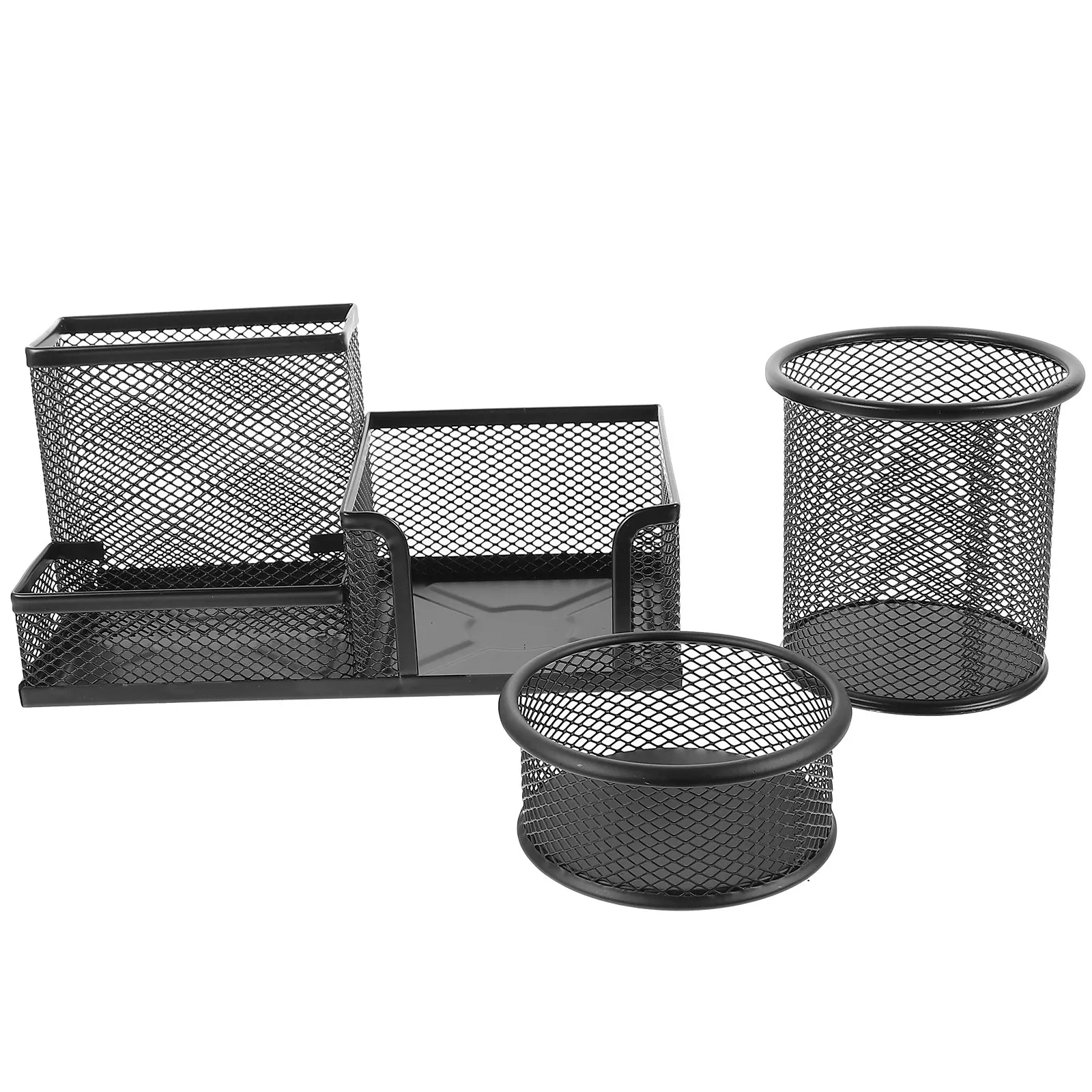 1Set Iron Pen Holder Desktop Organizer Multi-Function Pencil Cup for Office School Makeup Brush Storage Large Opening Anti-Slip