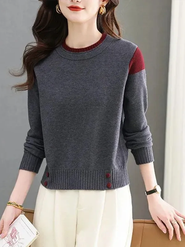 Damen Faionable Ort Round Ne Strickpullover Farbe Blo Base Layer Top Warme Winterkleidung Lässige bequeme Passform