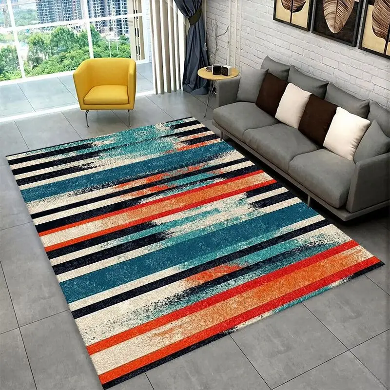 Retro Bohemian Geometric Art Lines Luxury Large Area Rug Non-slip Carpet for Bedroom Living Room Sofa Home Decor Floor Mat Gift