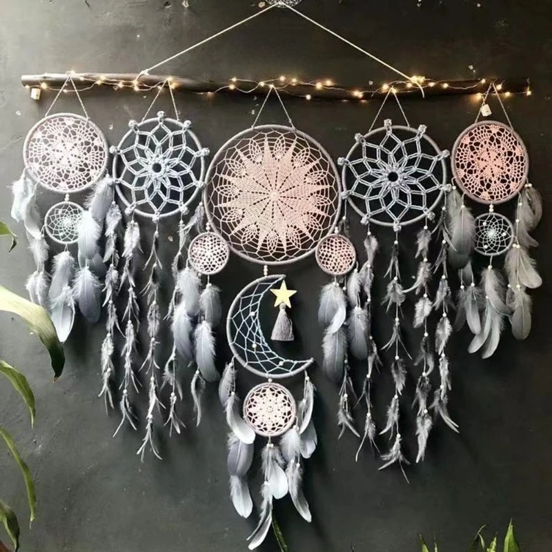 Indoor Bedroom Living Room Tassel Wall Mounted Decoration Dream Catcher Pendant Wind Chime Feather Pendant Five Piece Set Gift