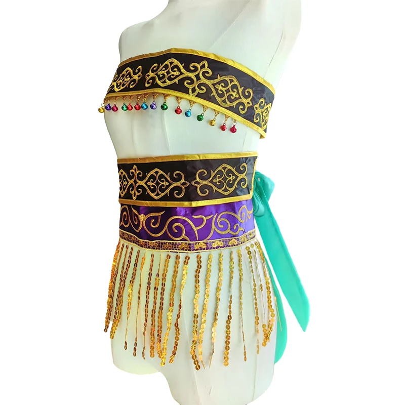 Dames Uyghur Dans Performance Riem Met Veters Tailleband Kleine Bel Taille Wrap Samba Carnaval Cummerband Dans Podium Kostuums