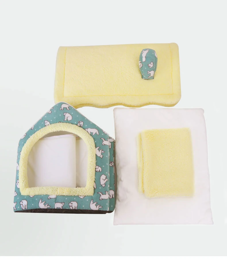 Cat Bed Sleep House Warm Cave Dog Kennel & Removable Cushion Pad Soft Indoor Enclosed Tent Huts Sofa for Pet Cats Kittens Puppy