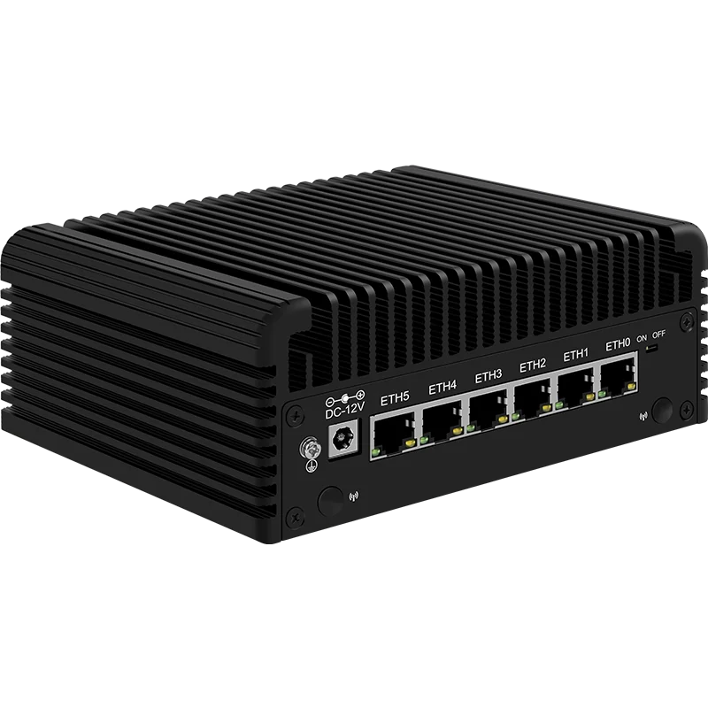 6 LAN i226-V 2.5G Firewall Router Intel Core 3 N355 N305 N150 N100 Fanless Mini PC DDR5 2xNVMe 1xSATA3.0 Type-C pfSense Proxmox