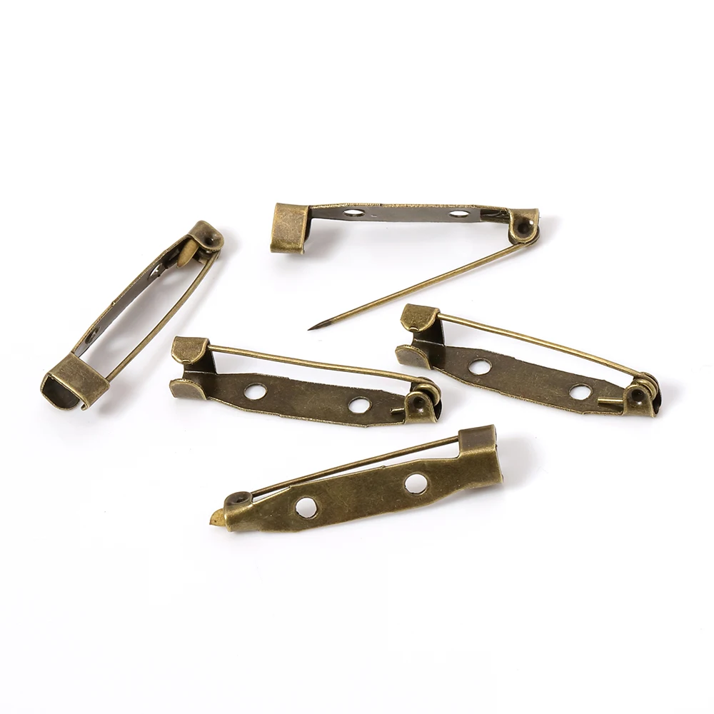50pcs/lot 20/25/30mm Brooch Pin Blank Base with Hole Metal Iron Brooches Settings Accessories for Jewelry Making Components DIY