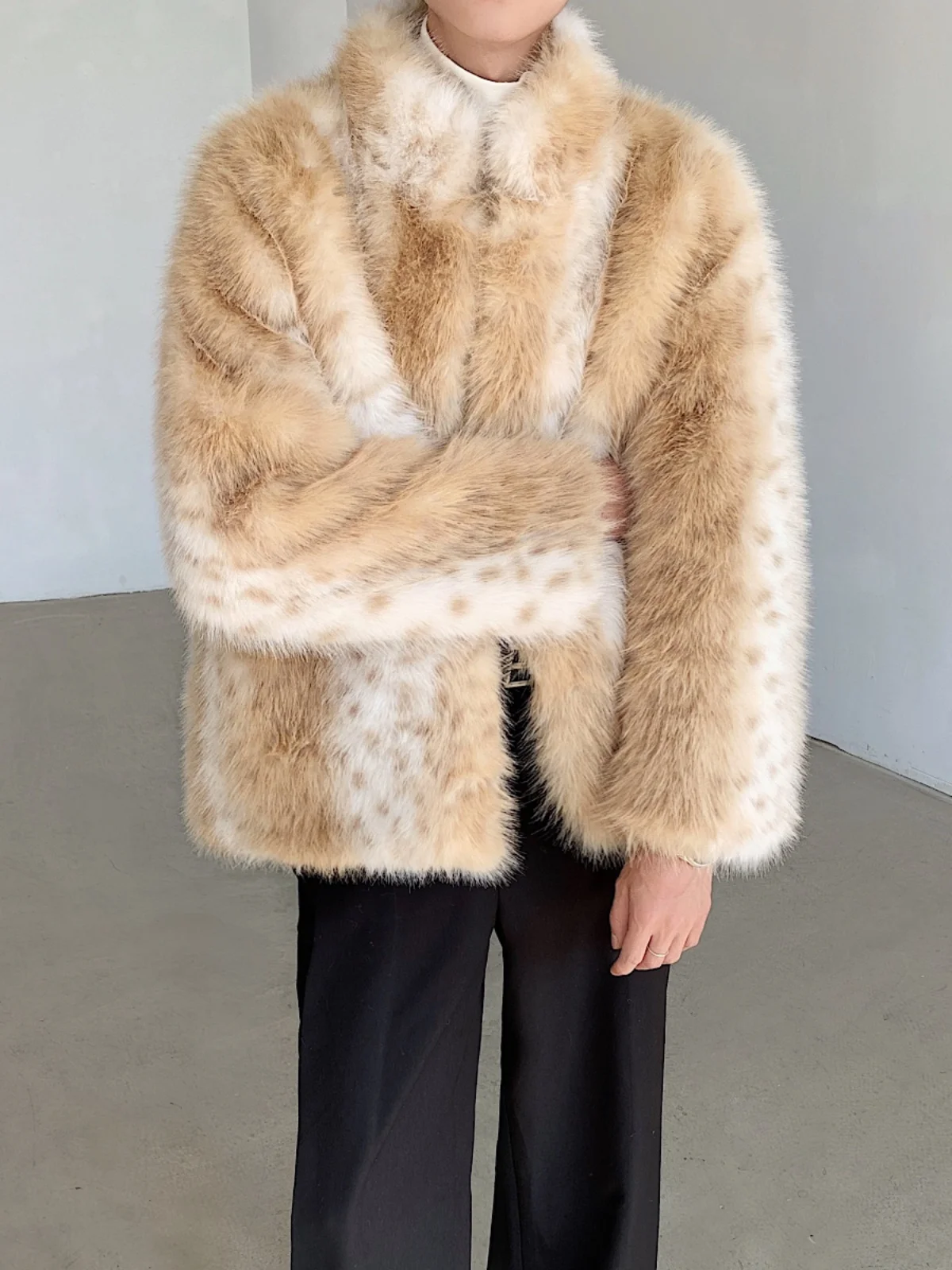 

Экологичная мужская куртка из искусственного меха с леопардовым принтом и горным узором, утепленная хлопком, в уличном стиле, с длинными рукавами