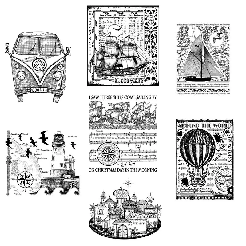 New Arrival Clear Stamps 2025 For Scrapbooking Paper Making Transportation Ship Car Account Craft Set Card Transparent Seal