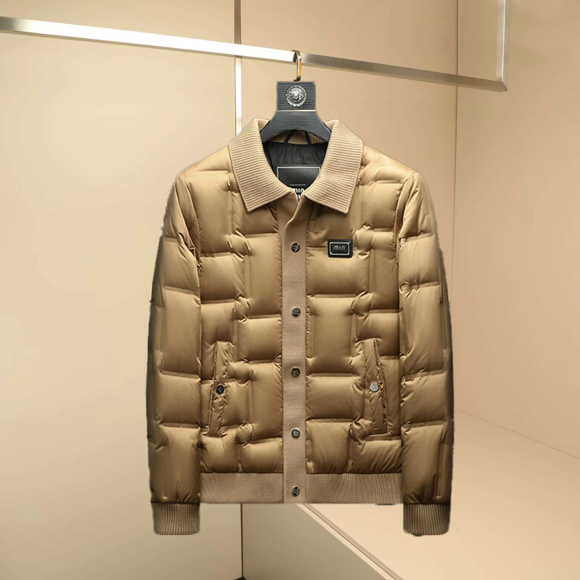 

Мужское зимнее пальто Thiened Down Jaet: вязаное, с воротником-стойкой, белое, на пуху, новинка, высокое качество, стильное, городское