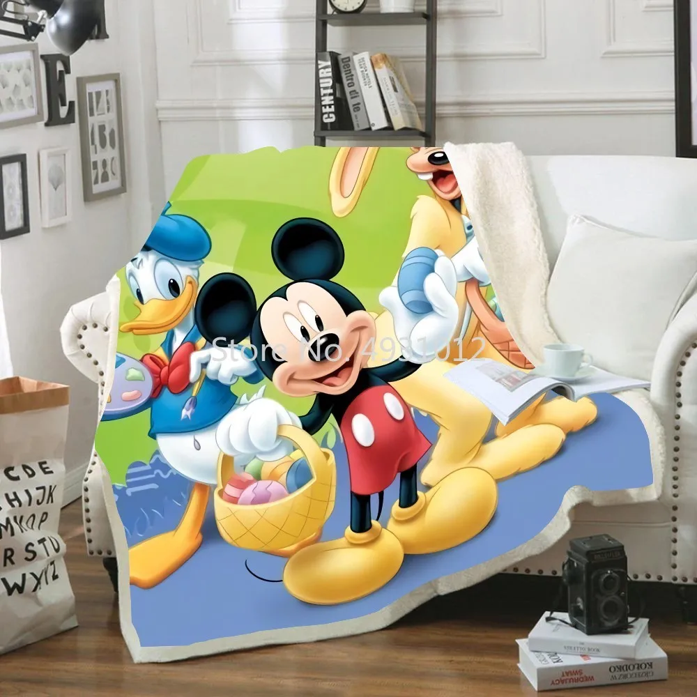 Disney Minnie Mickey Mosue Easter Gifts Babies Plush Blanket Throw Sofa Bed Cover Single Twin Bedding for Baby Boys Girls Kids