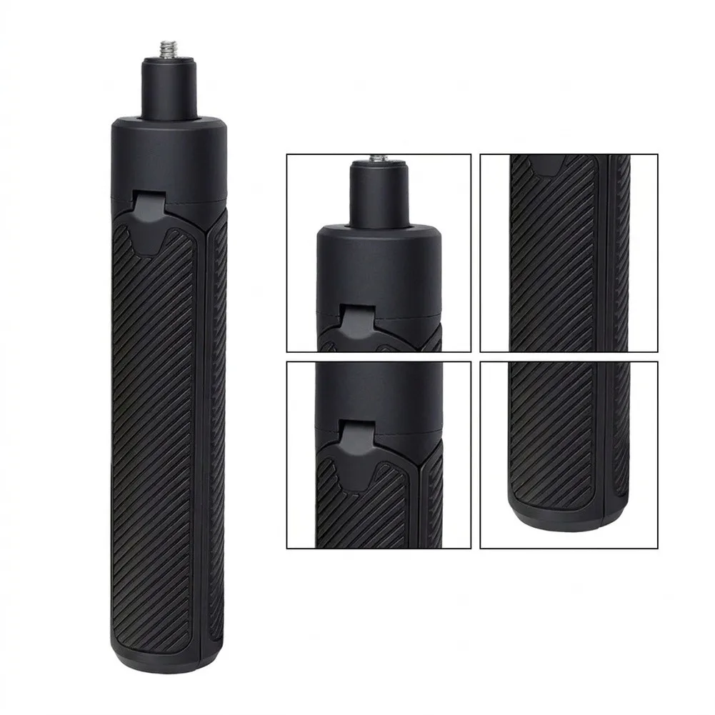 Black ABS Telescopic Tripod for Action Cameras 27.5 cm Folded Size Automatic Release Lever for Consistent Frame Stability