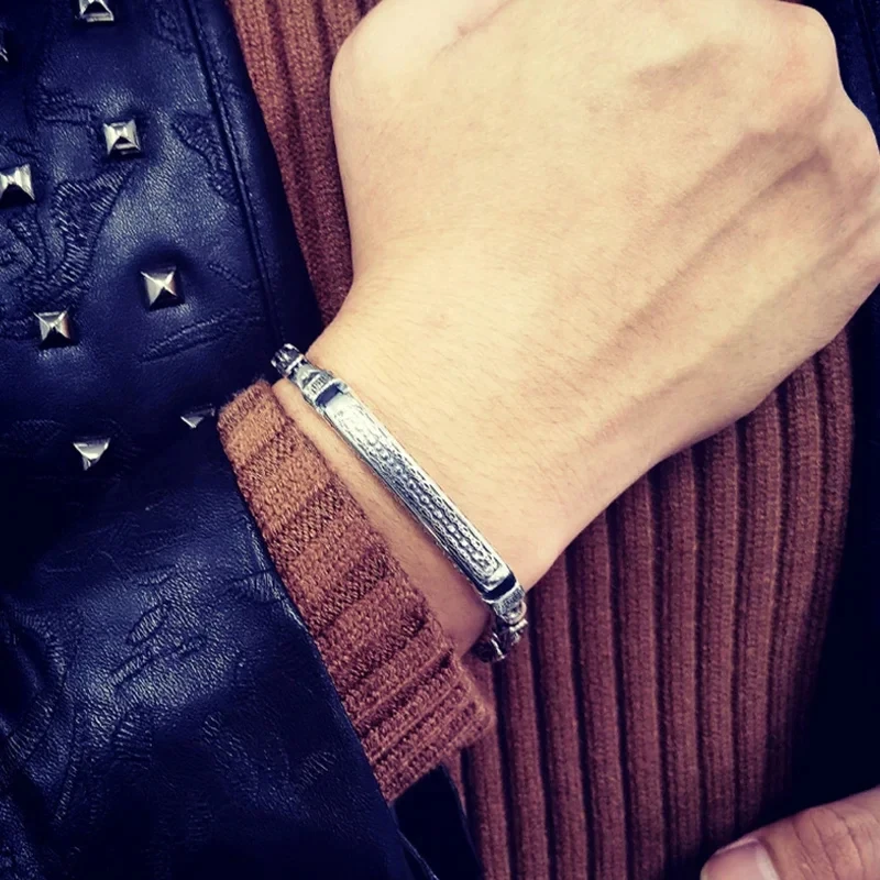 Pulsera de plata S925 2024 auténtica para hombre y mujer, brazalete de Mantra seguro, tendencia Retro, regalo de joyería, 100%