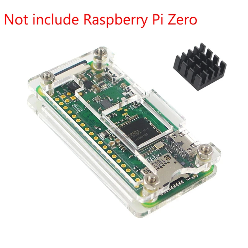 Raspberry Pi Zero W Acrylic Case + Aluminum Heat Sink for RPI Zero Box Cover Shell Enclosure Cases also for RPI Zero V1.3