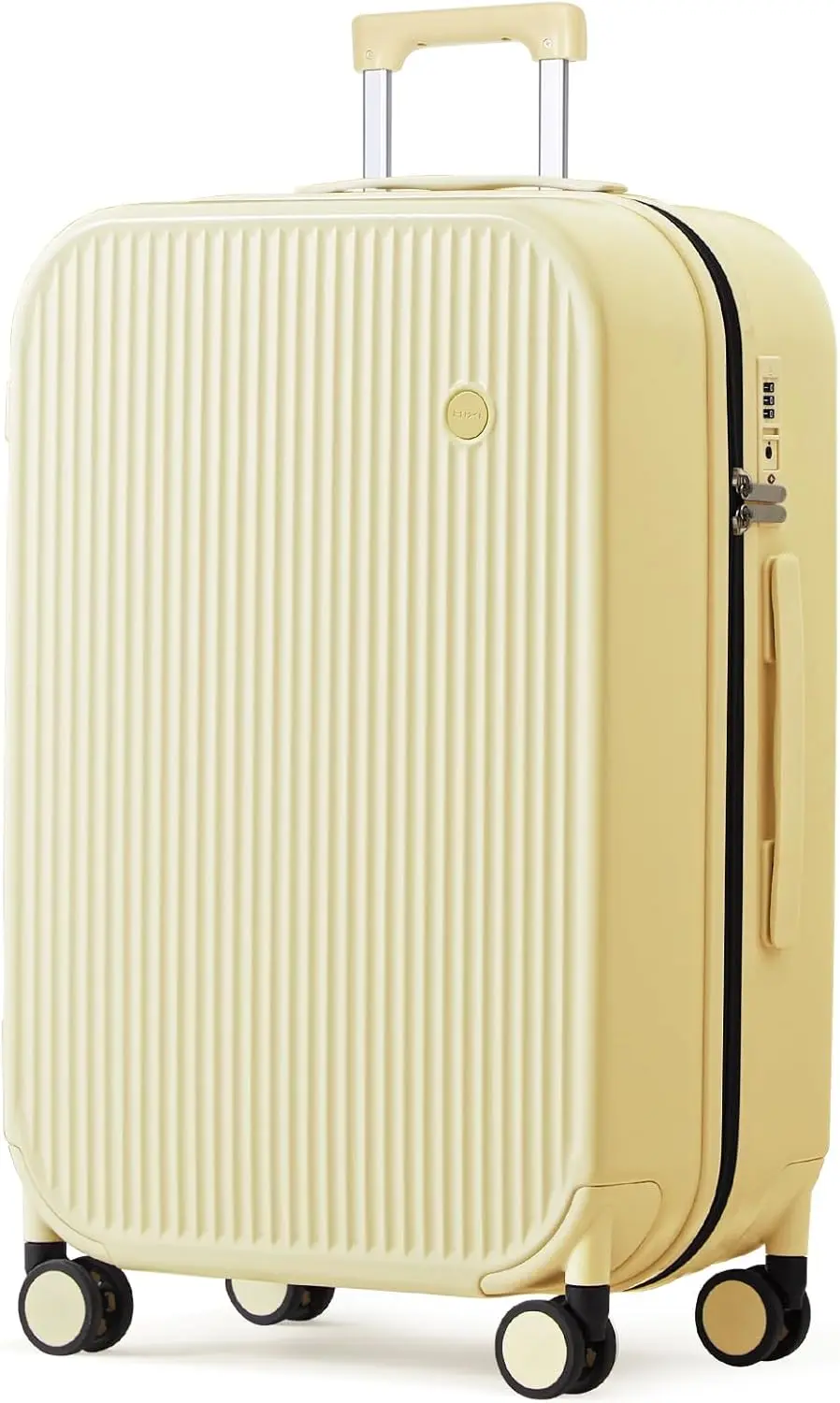 26 Inch Large Checked Luggage PC Hardshell Suitcases with Wheels for Travel Woman Men, Lark Yellow