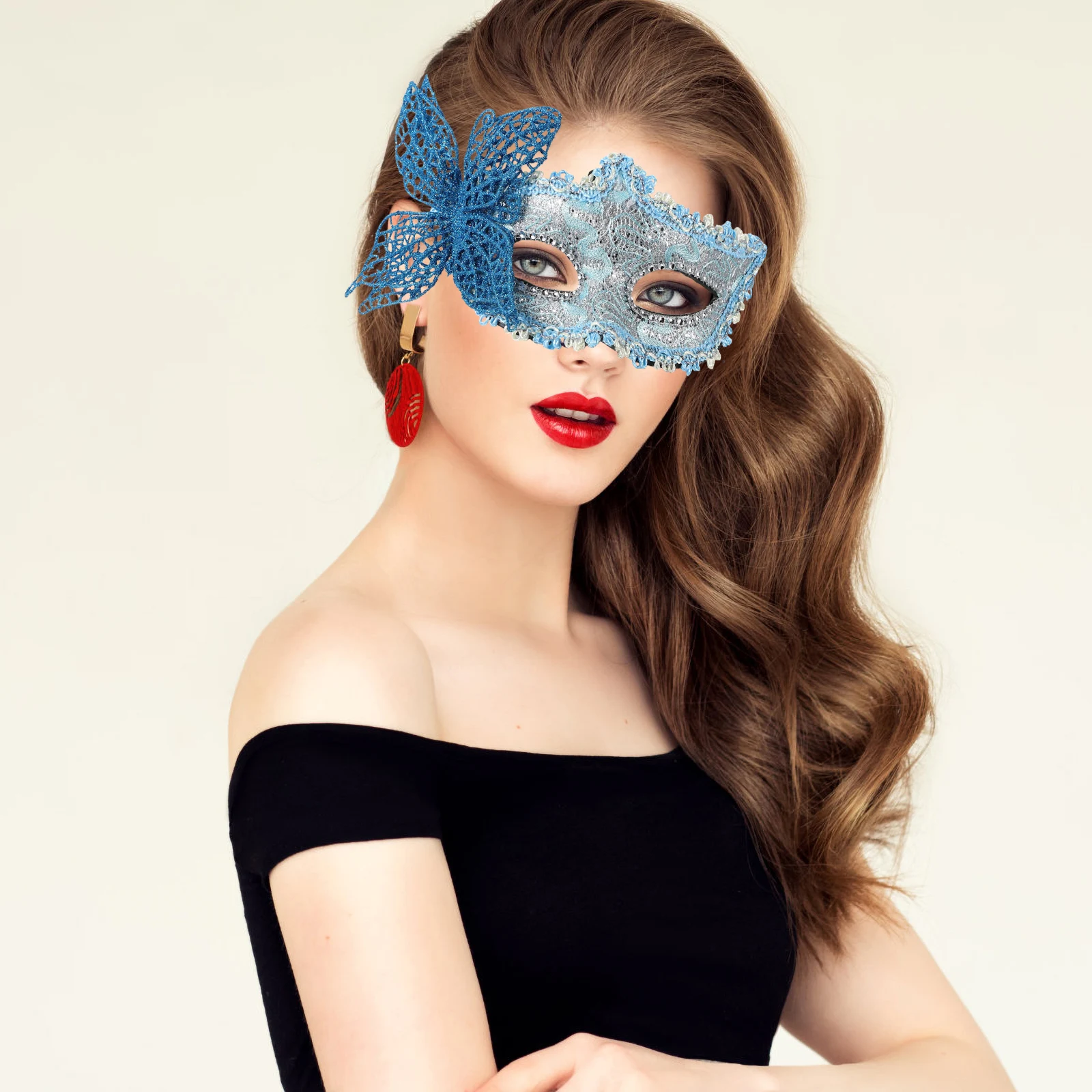 

The Mask Butterfly Masquerade Costume Woman Make up Women Blue Masks with Butterflies Ladies Party Miss
