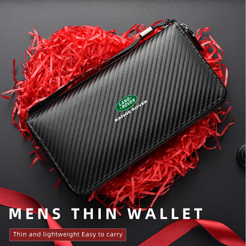 Men Business Long Wallet Carbon Fibre Coin Purse Key Holder Bank Card Bag For Land Rover Freelander L2 LF Range Rover Evoque 3 4