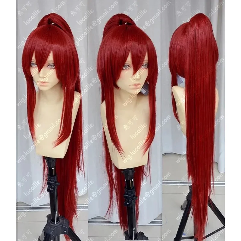 Nova alta qualidade Fairy Tail Erza Scarlet 100 cm de comprimento peruca cosplay rabo de cavalo