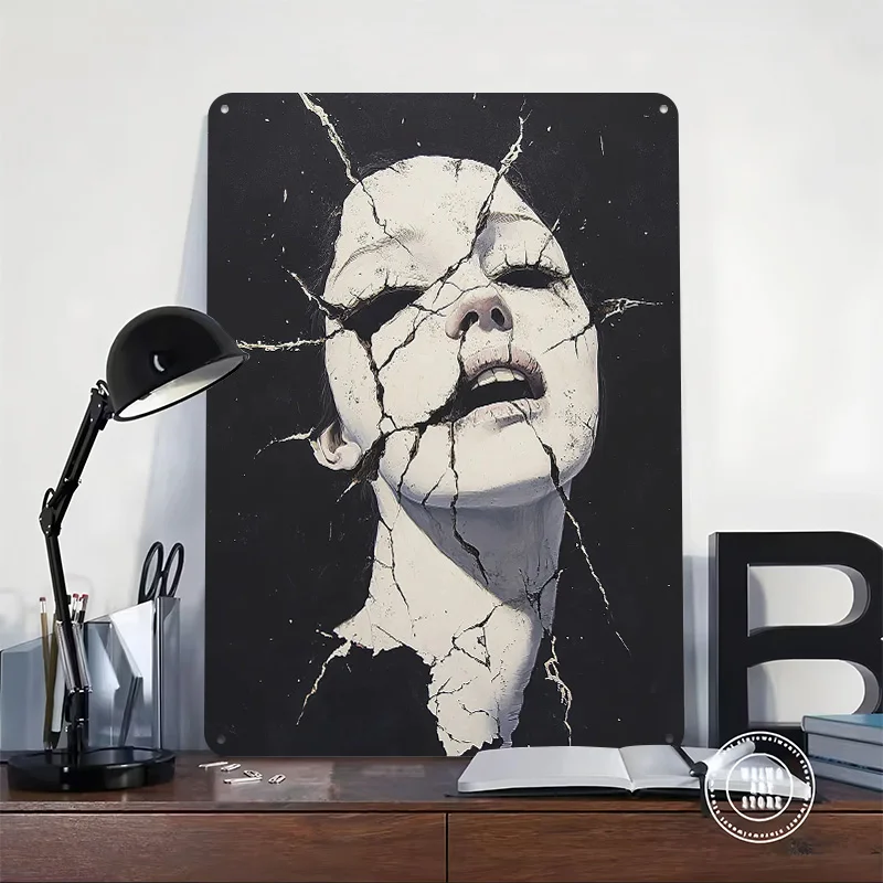 Fractured Elegy Printing Poster Customized Retro Wall Art Vintage Metal Signs for Room Gaming Decoration Garage Bathroom Decor