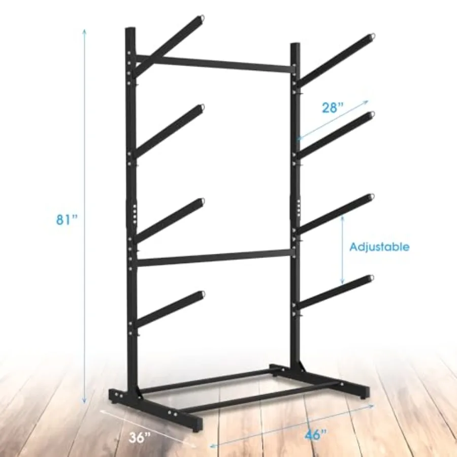 Adjustable Kayak Storage Rack Freestanding Sup Storage Stand Weatherproof Canoe Holder Heavy Duty Paddleboard Bracket Surfboard