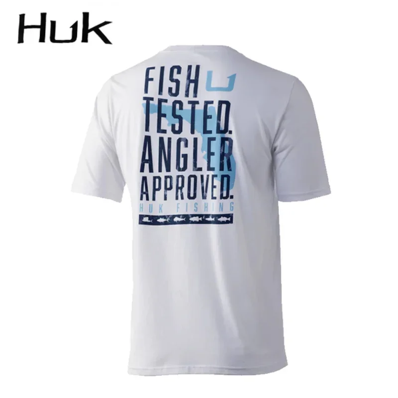 HUK Fishing Shirt Outdoor Men Short Sleeve T Shirt Fish Apparel UPF50 Sun Protection Wear Breathable Angling Clothing Summer