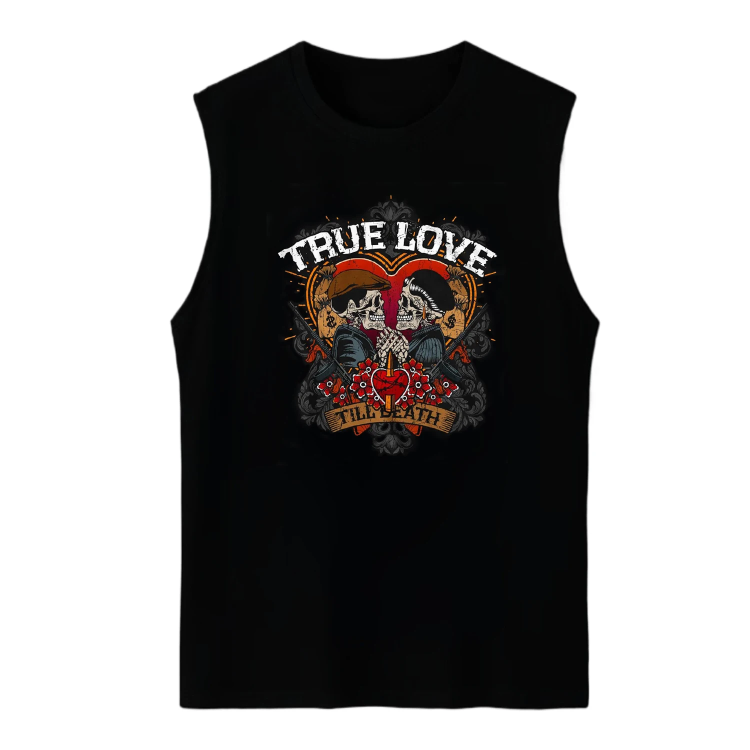 Bonnie and Clyde True Love Till Death Rockabilly Gangster Tanktop 100% Cotton O-Neck Summer Casual Mens Vest Sleeveless T-shirt