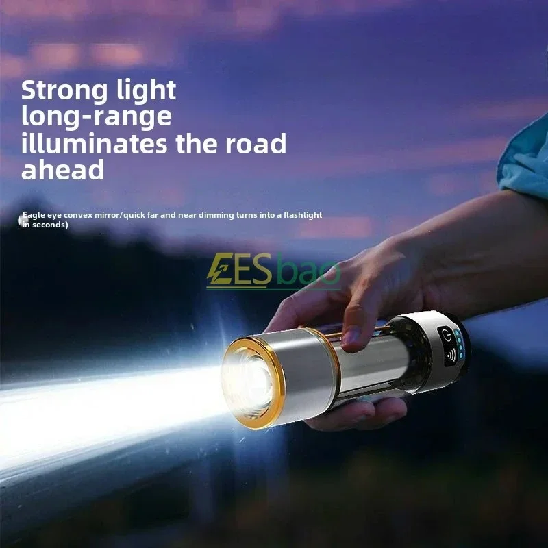 แบบพกพา Camping ไฟฉาย USB ชาร์จ Telescopic Zoom LED Stepless Dimmable แบบพกพาเต็นท์ตกปลาโคมไฟฉุกเฉิน