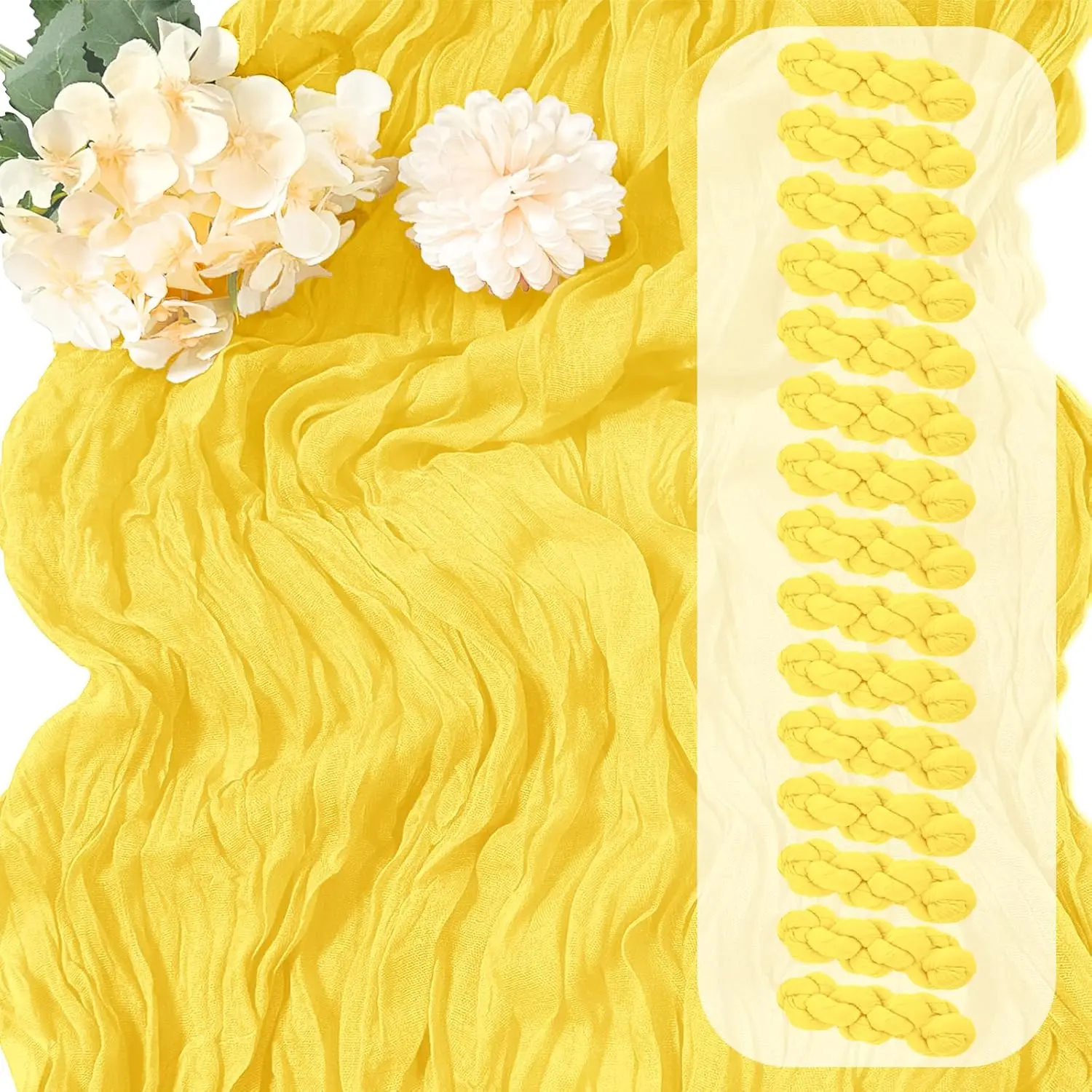 1pc 90x300cm Yellow Cheesecloth Table Runner Gauze Rustic Boho Spring Wedding Party Baby Shower Bridal Birthday Home Decoration