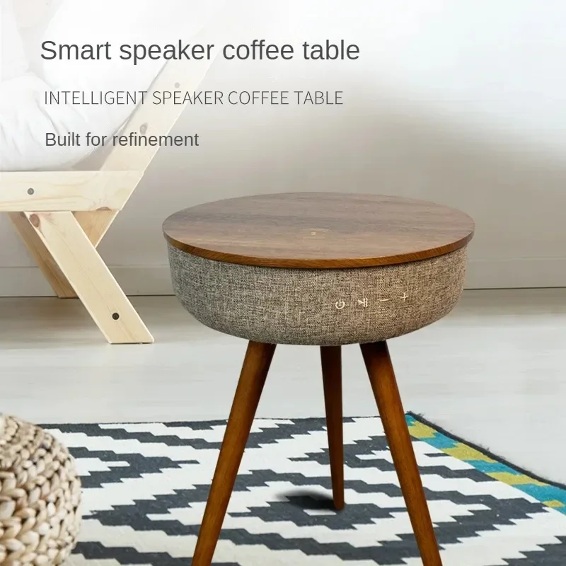 Smart Wireless Charging Coffee Table Bluetooth Stereo Audio Sofa Side Table Music Coffee Table with USB Charger