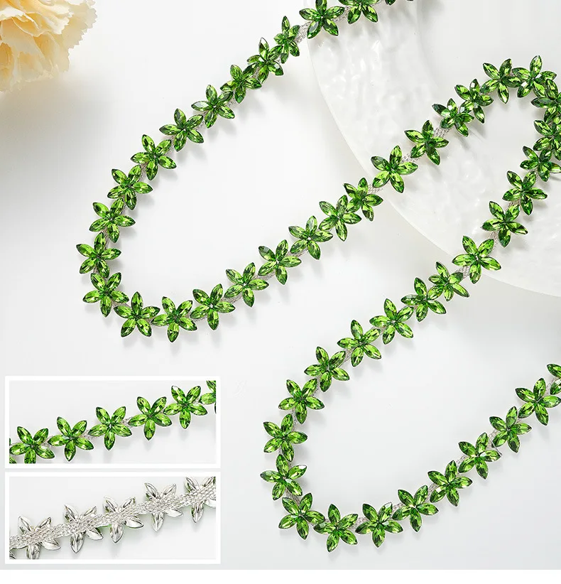 10 Yards Strasskette Kristalldiamant DIY Bastelzubehör Blumenförmiges Strassband Nähzubehör Geschenke Dekoration – Detail 4
