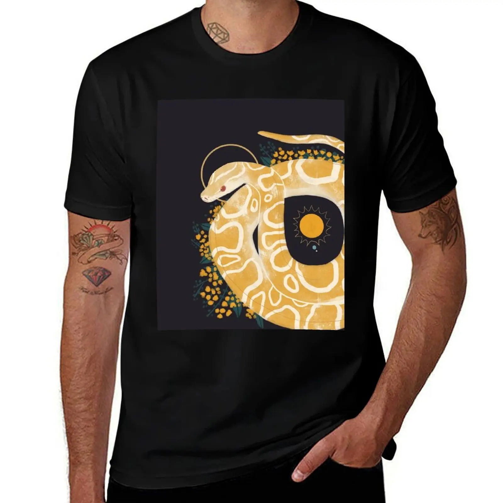Familiar - Burmese Python T-Shirt All Match Basic Short Sleeve Top T-Shirt