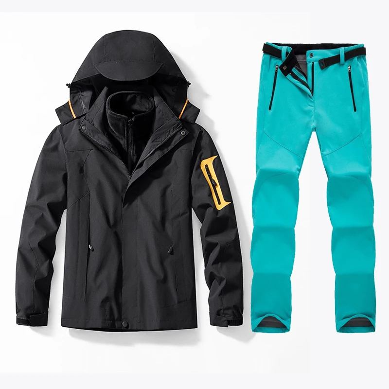Winter Women's Ski Suit Waterproof Snowboard 3 In 1 Set Jacket Pants Warm Snow Coat Mountain Windbreaker Female Ski Outfits