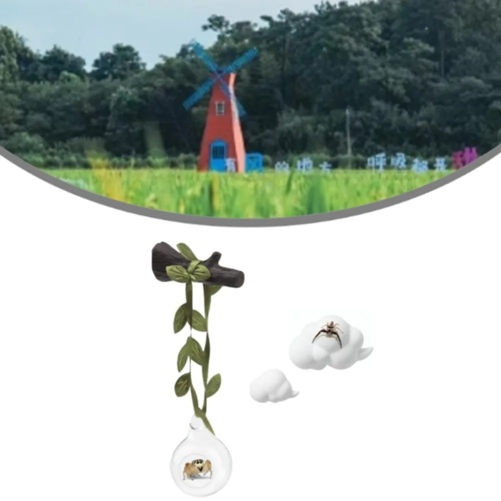 4 Piece Glass Ball Hideout Habitat Set with Platform Shelf for Jumping Little Creatures Designed for Natural Environment