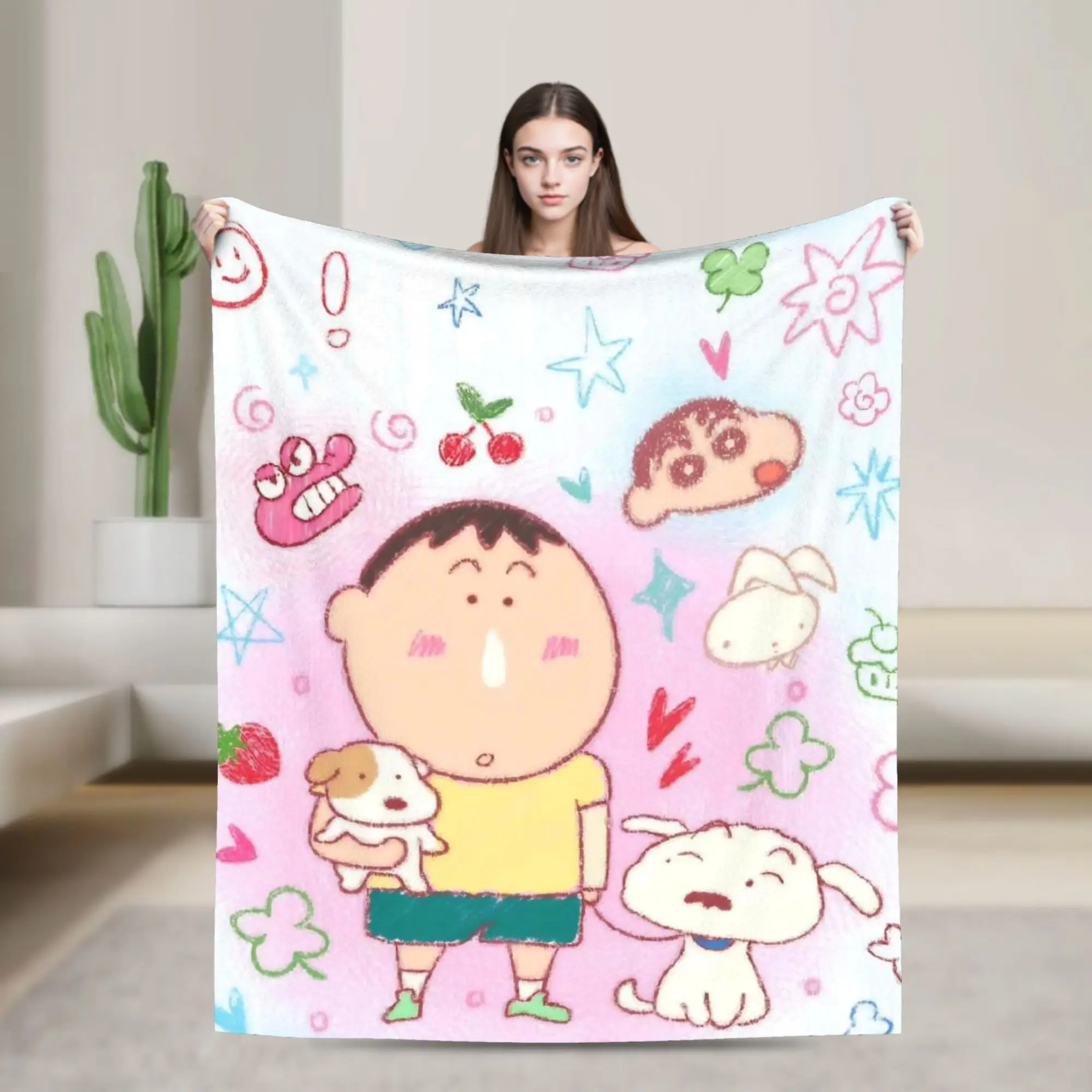 Crayons Shin Chans Anime Blankets Flannel Spring/Autumn  Portable Warm Throw Blankets for Bedding Travel Plush Thin Quilt