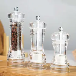 Portable Acrylic Pepper Grinder 4/5/6 Inch Salt Pepper Shakers Adjustable Coarseness Ceramic Rotor Seasoning Kitchen Tool