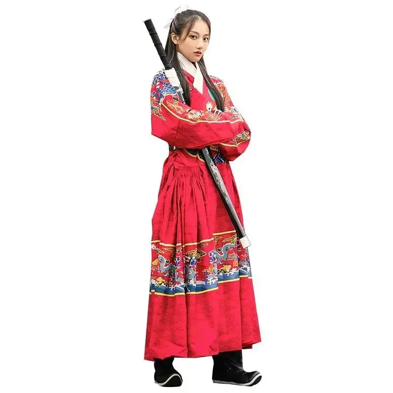 Original Ming Dynasty Dragon Impresso Hanfu Feiyu Suit para homens e mulheres, Tradicional Halloween, Espadachim, Cavaleiro Trajes de Desempenho, 2023