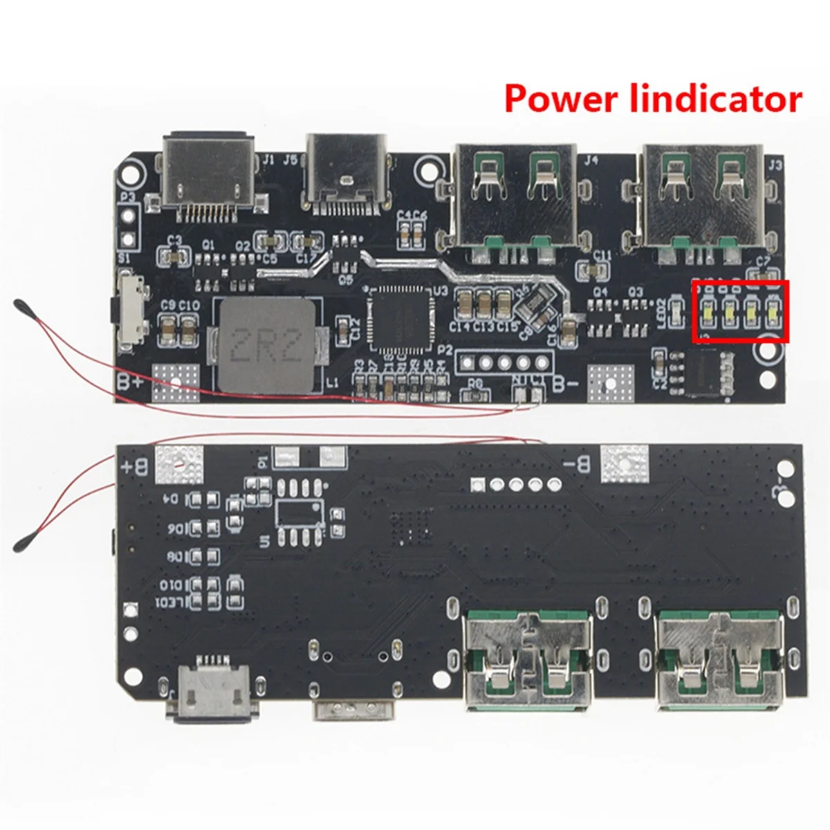 Qc4.0 Qc3.0 Led Dual Usb 5V 4.5a 22.5W Micro/Type-C Usb Mobiele Power Bank 18650 Oplaadmodule Temperatuurbescherming, Een