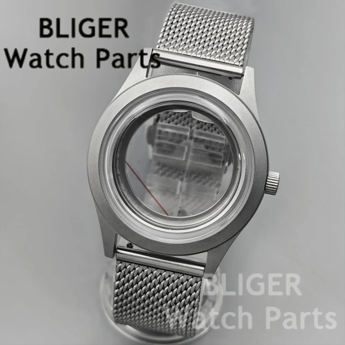 

BLIGER NH35 36 мм 39 мм Корпус для часов с пескоструйной обработкой Детали стального сетчатого ремешка Водонепроницаемый для NH35 NH36 NH38 PT5000 Механизм 3,0 Корона