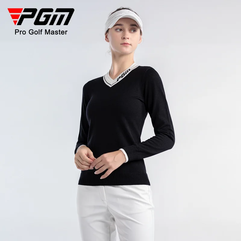 

PGM Golf Women's Long Sleeve Sweater for Autumn and Winter Warmth, Women's Peach Heart Collar Sportswear