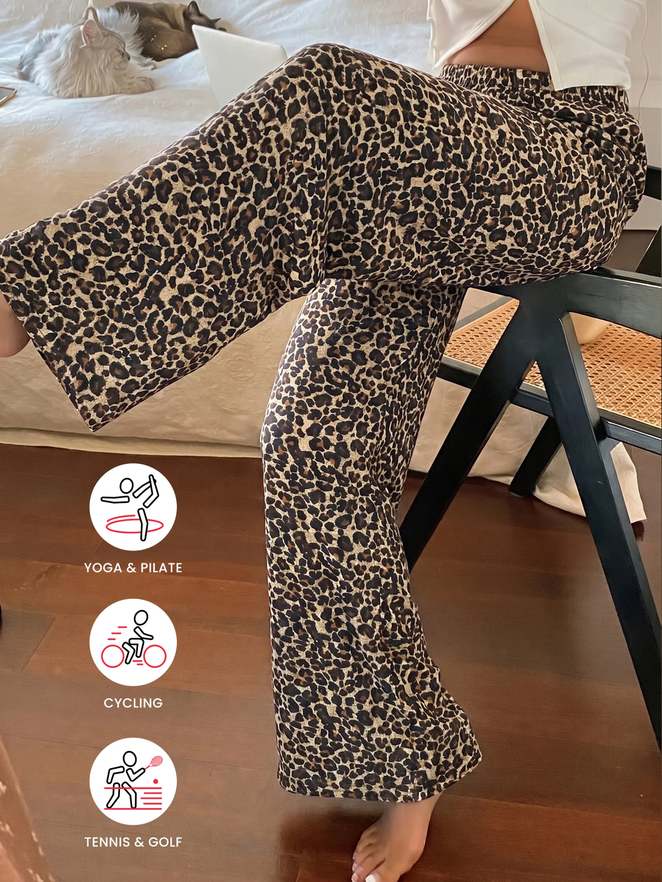 Womens Leopard Print Pajama Pants Elastic Waist Comfortable Casual Long Trousers Soft Loungewear Sleep Pants For Home Daily Wear image 2