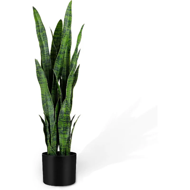 

Artificial Snake Plant, Fake Sansevieria Potted Plants, 32 Thick Lifelike Faux Leaves, Indoor Home Office Decor,
