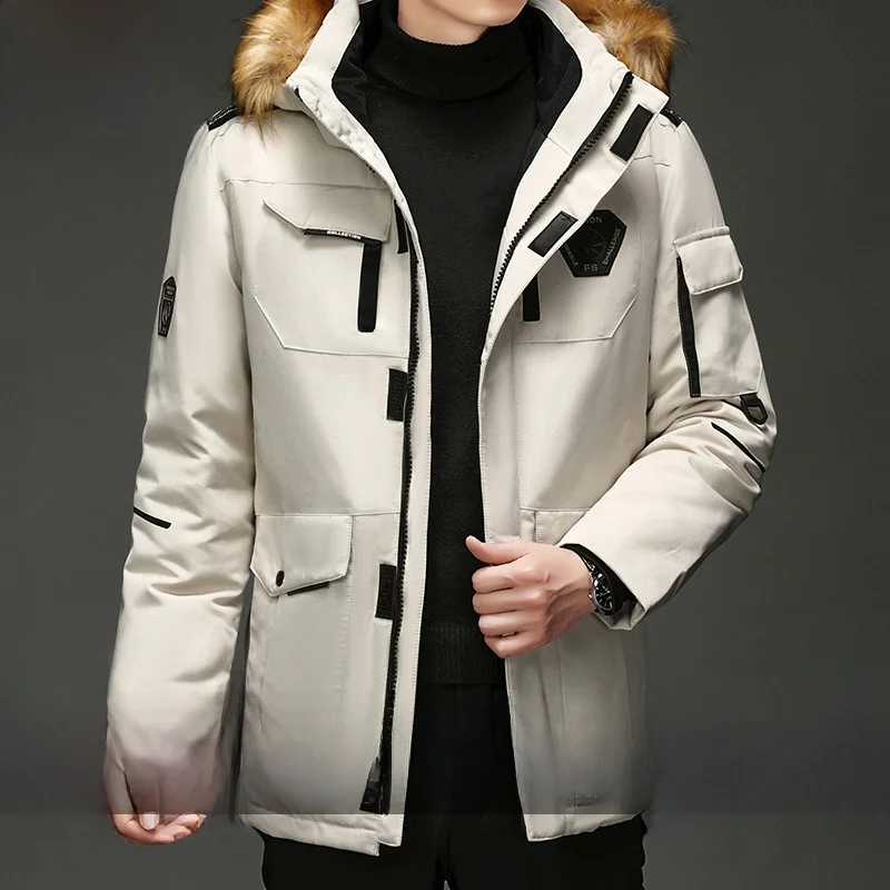 

Мужская зимняя утепленная куртка Paul из белого пуха, теплая верхняя одежда средней длины, модная новинка для молодежи