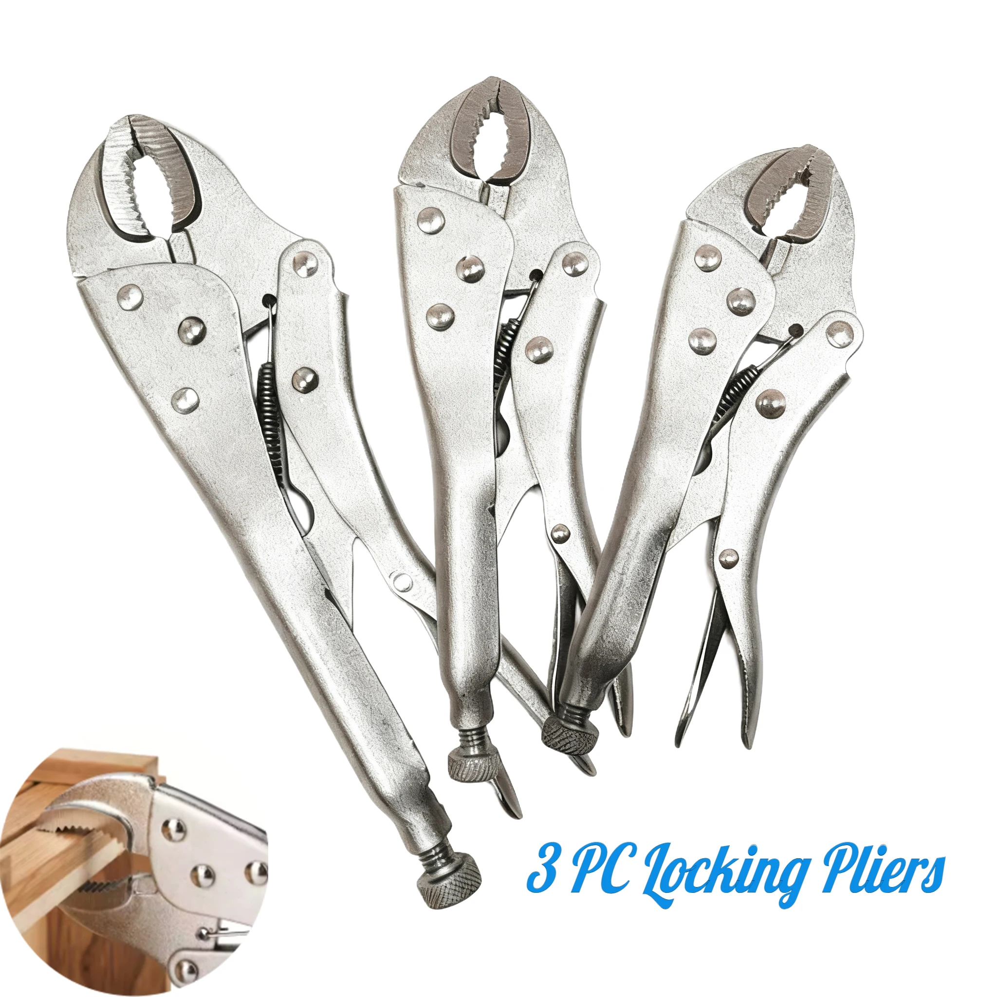 

3 PC Locking Pliers with Adjustable Metal Face Clamp for Woodworking and Welding Repairs - Multifunctional Pressure Pliers