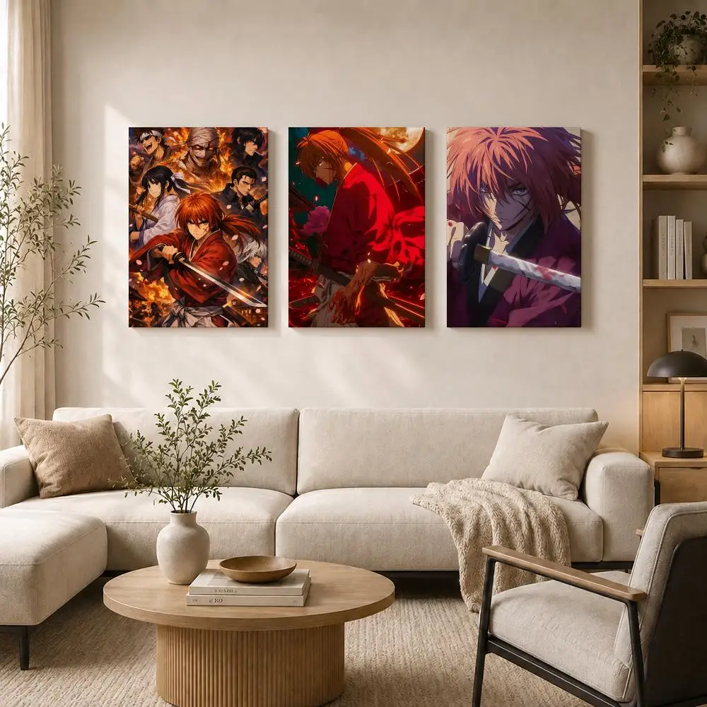 Anime R-Rurouni K-Kenshin Framed Wall Painting HD Inner Frame Canvas Poster Bedroom Room Hallway Wall Art Decor
