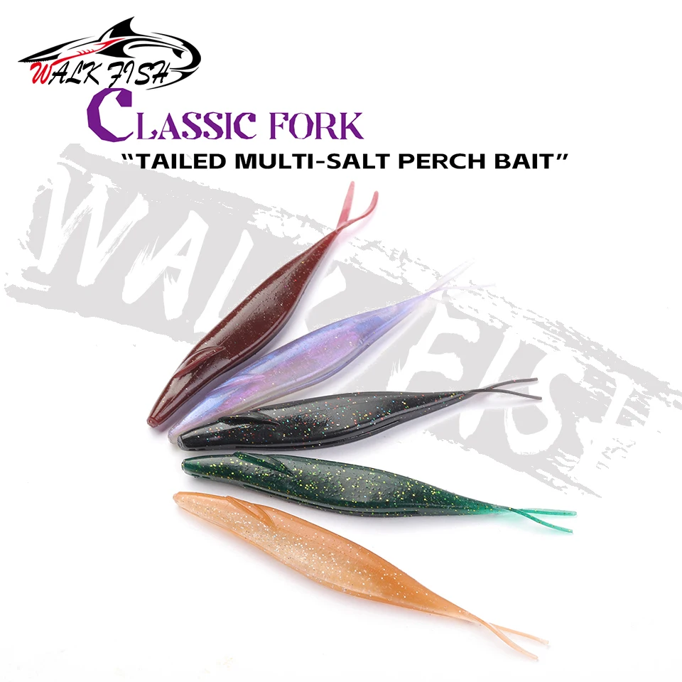 WALK FISH 6Pcs/Lot 12.7cm 8g/9.6g Sinking Soft Lures PVC Forked Tail Artificial Silicone Swimbait Pike Perch Bass Pesca Trout