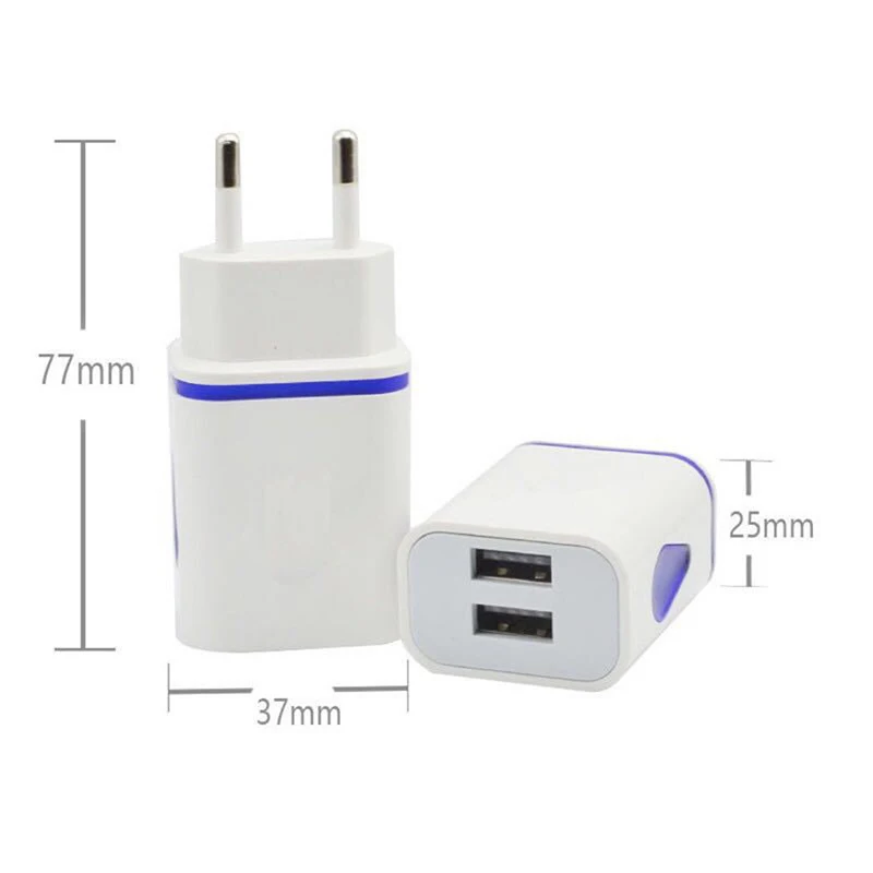 USB Wall Charger Dual Port 5V 2A Adapter Output Travel Plug Power Adapter Universal Compatible USB for Phone/Tablet EU US Plug