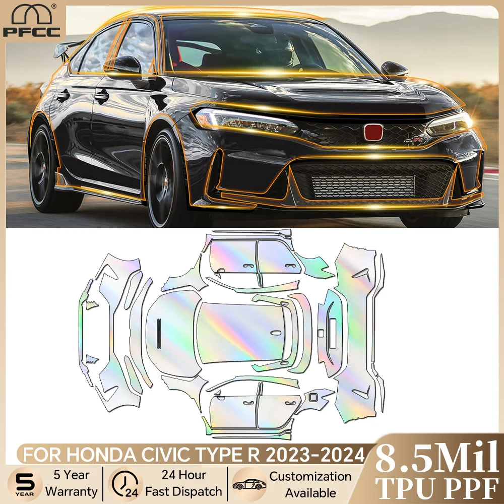 

For Honda Civic Type R 2023 2024 TPU Paint Protection Film Anti-scratch Car Body Clear Bra Pre-cut PPF Resistant Invisible Cover