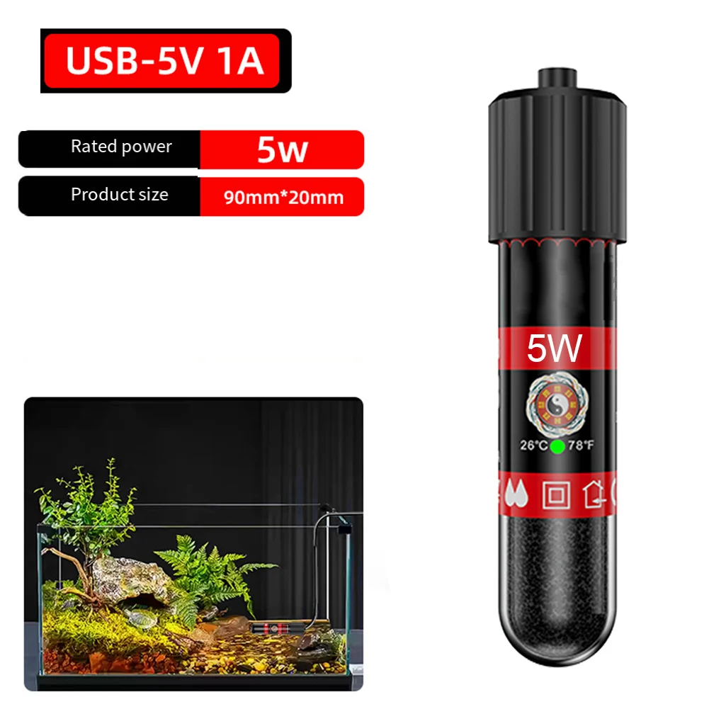 

90*20mm Aquarium Heater Small Aquarium Heating Solution Aquarium Heater Automatic Temperature Control Suitable For 20L Tank
