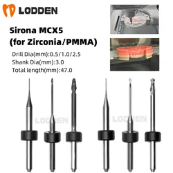 Sirona MCX5 Dental Milling Burs For Zirconia/PMMA D3 Shank DC Diamond Coating Diameter 2.5/1.0/0.5mm Drill