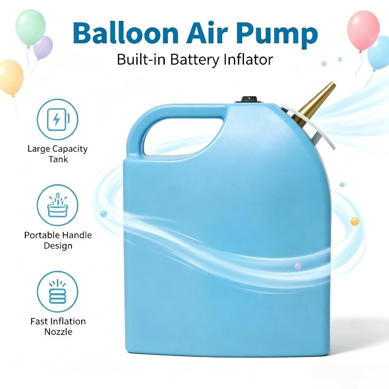 Balloon Inflator Air Pump, Built-in Rechargeable Lithium Battery, Portable Electric Air Compressor for Party Balloon Inflation
